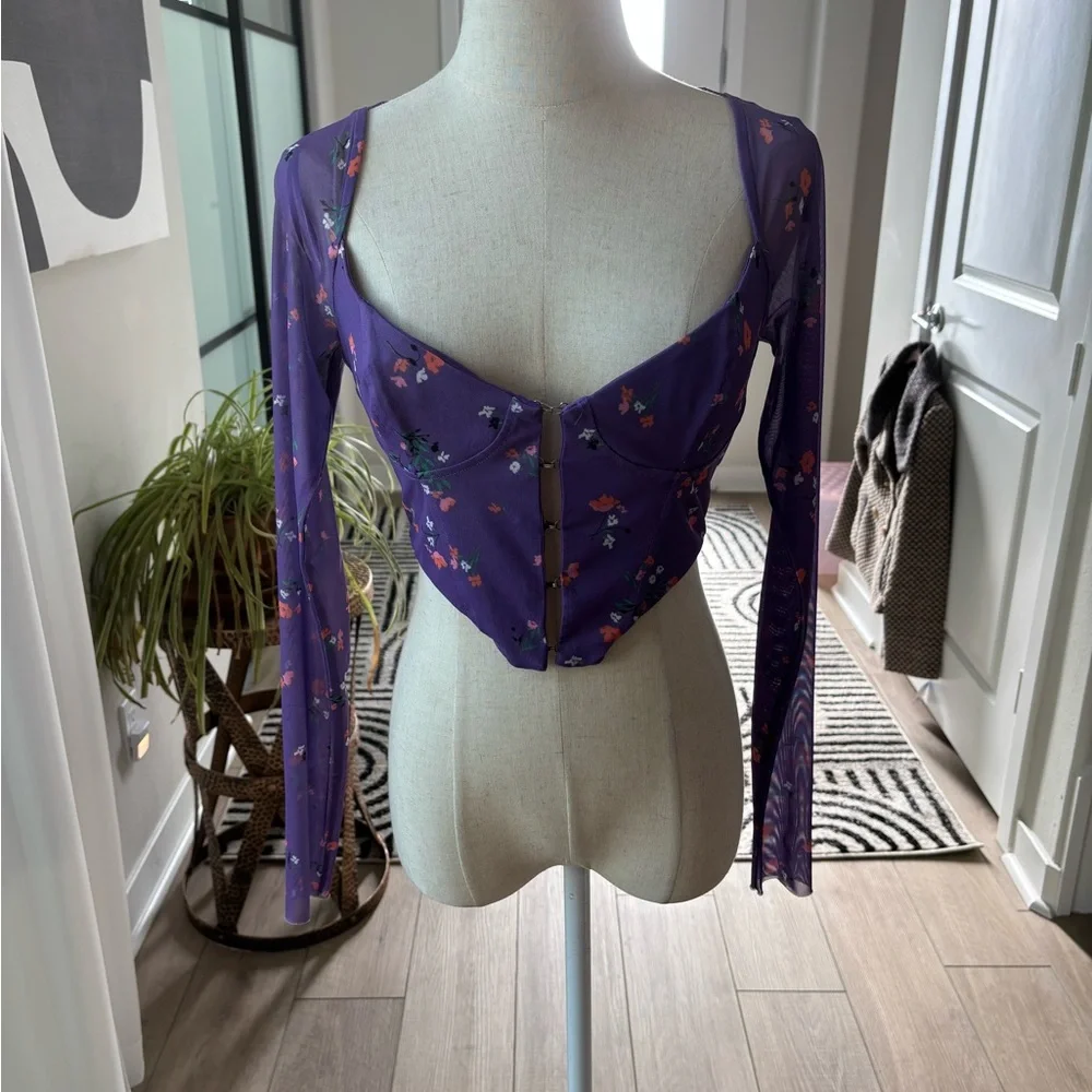 NWOT AFRM Purple Floral Cropped Top